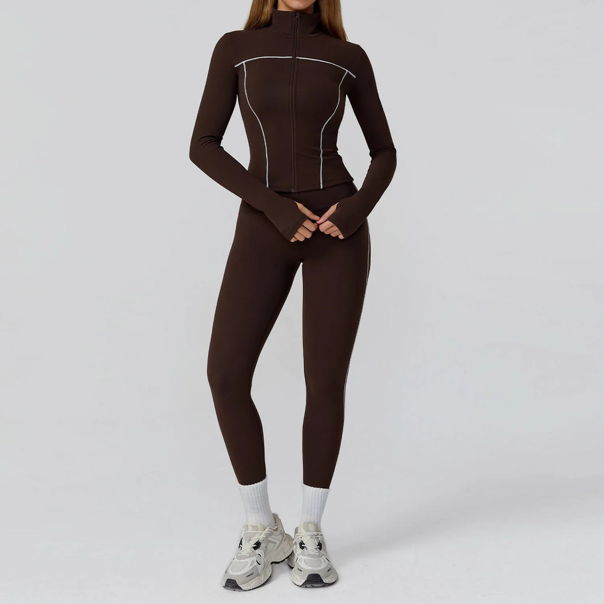 3PCS Yoga Set Women Workout Set 2 Pieces Sportswear Yoga Suit Gym Clothing Fitness Zipper Long Sleeve Sports High Waist Leggings