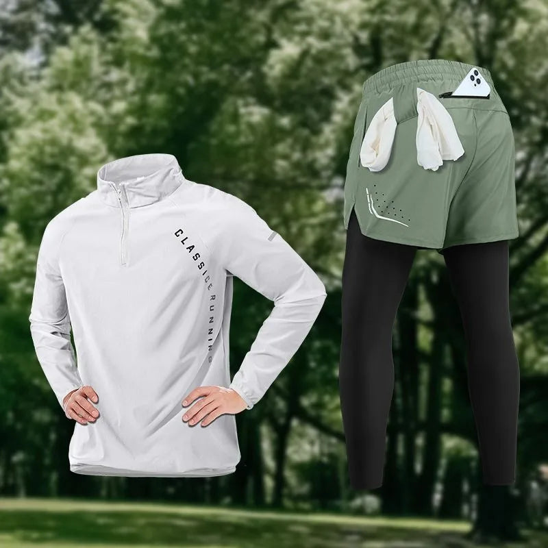 Men's Gym Sets Outdoor Sports Tops Pants Trendy Youth Windbreaker Breathable Tracksuits Jogging Training Wear Quality Clothing