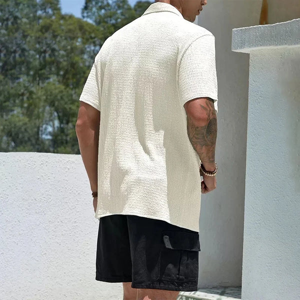 Men's Casual Shirt Summer Short Sleeve Male Clothing Hip Hop Streetwear Plus Tops Black White Tee Fashion Baggy Shirt For Men