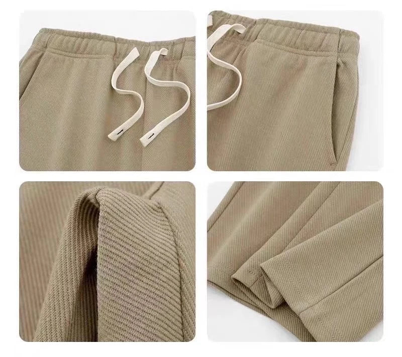 Casual Men Sweatpants Breathable Fashion Sportswear Drawstring Wide Leg Straight Track Pants Cotton Casual Loose Trousers Male