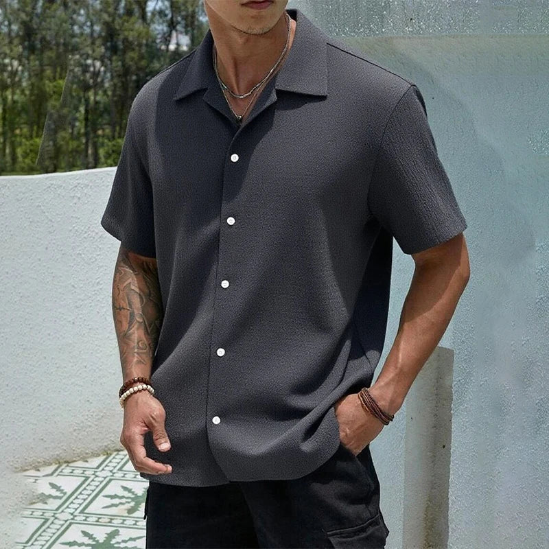Men's Casual Shirt Summer Short Sleeve Male Clothing Hip Hop Streetwear Plus Tops Black White Tee Fashion Baggy Shirt For Men