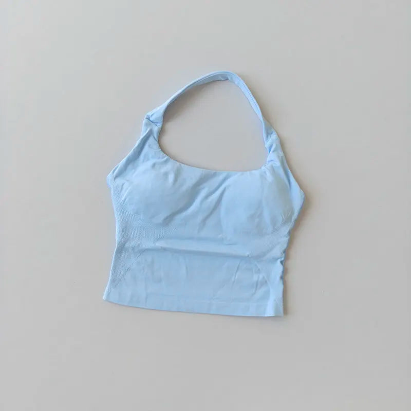 Women's Sexy Seamless Yoga Vest Fitness Bra Sports Bra Hanging Neck Yoga Vest Breathable Pilates Top Gym Top for Active Wear