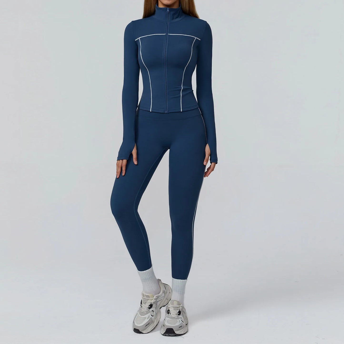 3PCS Yoga Set Women Workout Set 2 Pieces Sportswear Yoga Suit Gym Clothing Fitness Zipper Long Sleeve Sports High Waist Leggings