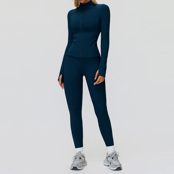 Yoga Clothes Set 2PCS Sportswear Gym Outfits Women Sports Set High Waist Fitness Leggings Running Long Sleeved Workout Tracksuit
