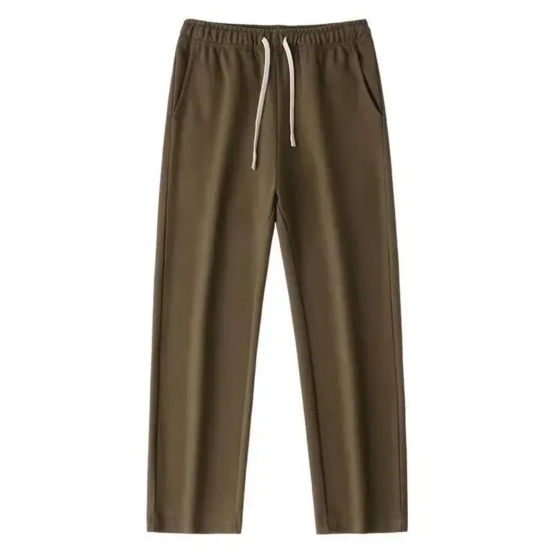 Casual Men Sweatpants Breathable Fashion Sportswear Drawstring Wide Leg Straight Track Pants Cotton Casual Loose Trousers Male