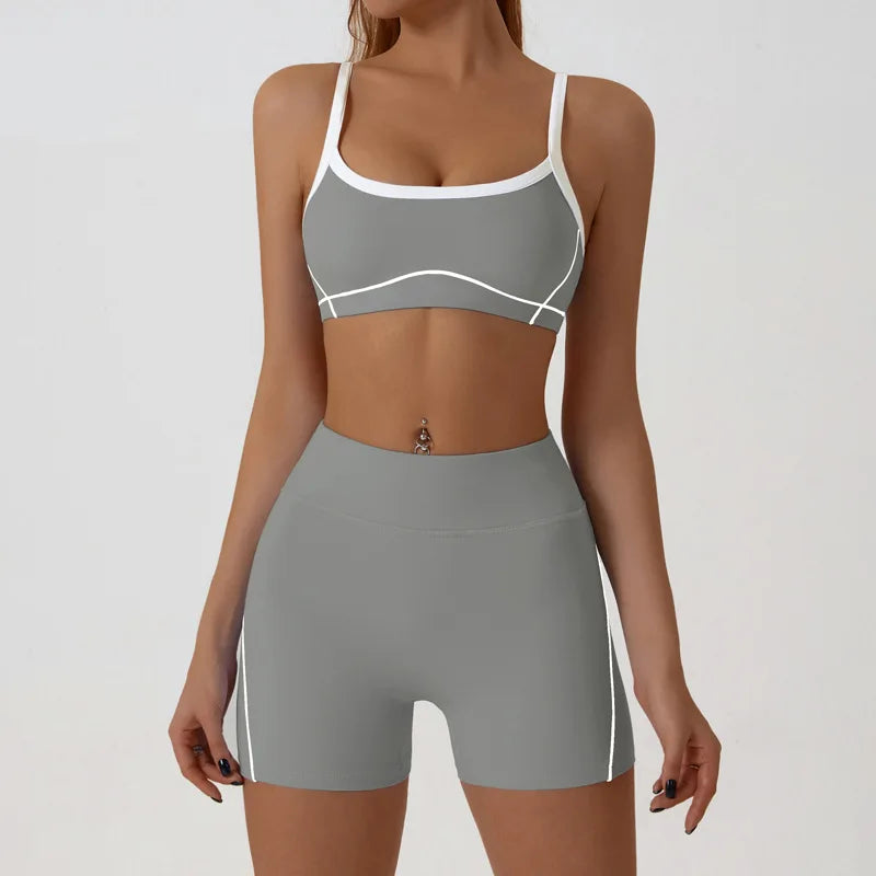 Yoga Sport Outfit For Woman Fitness Women's Two Pieces Short Pant Sets Suits Tracksuit Sportswear Woman Gym Yoga Workout Clothes