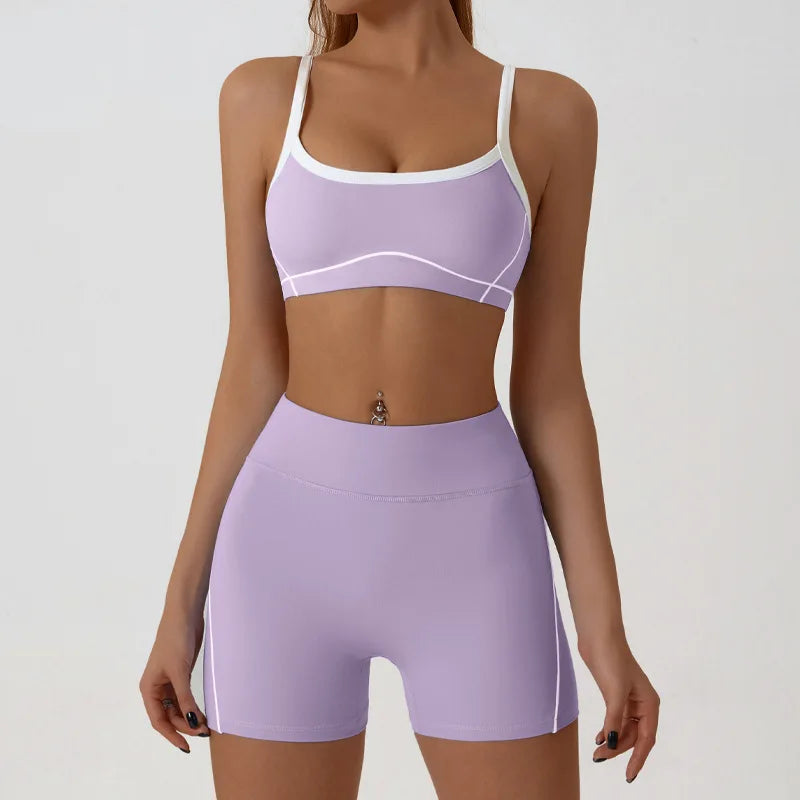 Yoga Sport Outfit For Woman Fitness Women's Two Pieces Short Pant Sets Suits Tracksuit Sportswear Woman Gym Yoga Workout Clothes