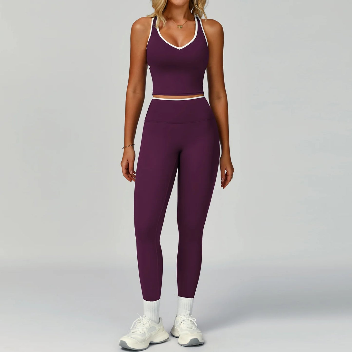 Yoga Sets 2 Pieces Workout Outfits Gym Tracksuit Fitness Sportswear High Waist Leggings Sports Bra Athletic Wear Women Clothes