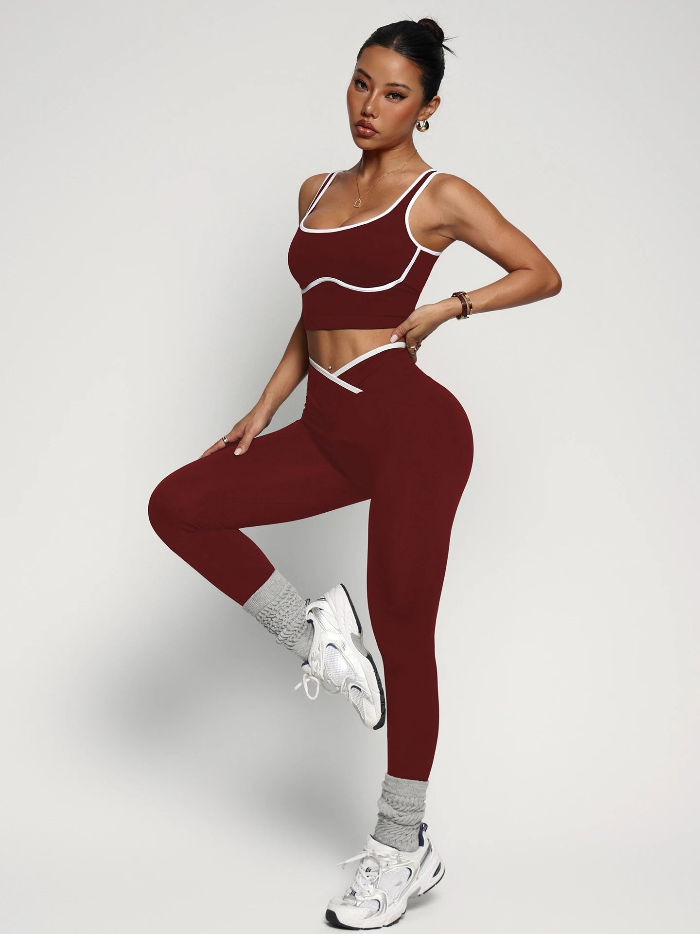 2-piece yoga exercise set, bra, vest, pants, fitness suit, yoga suit, women's high waist and hip lifting yoga suit set