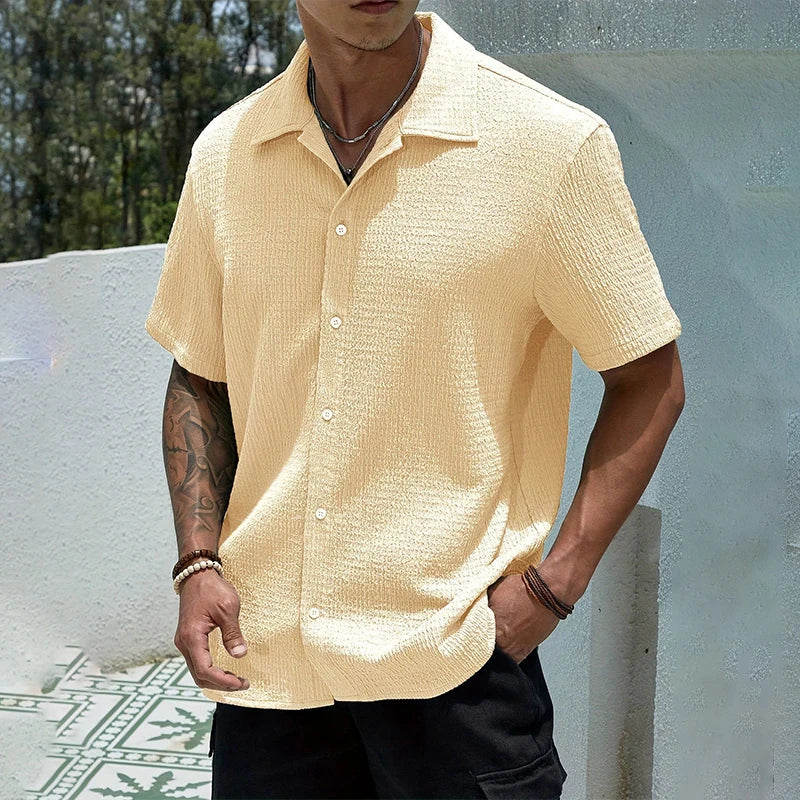 Men's Casual Shirt Summer Short Sleeve Male Clothing Hip Hop Streetwear Plus Tops Black White Tee Fashion Baggy Shirt For Men