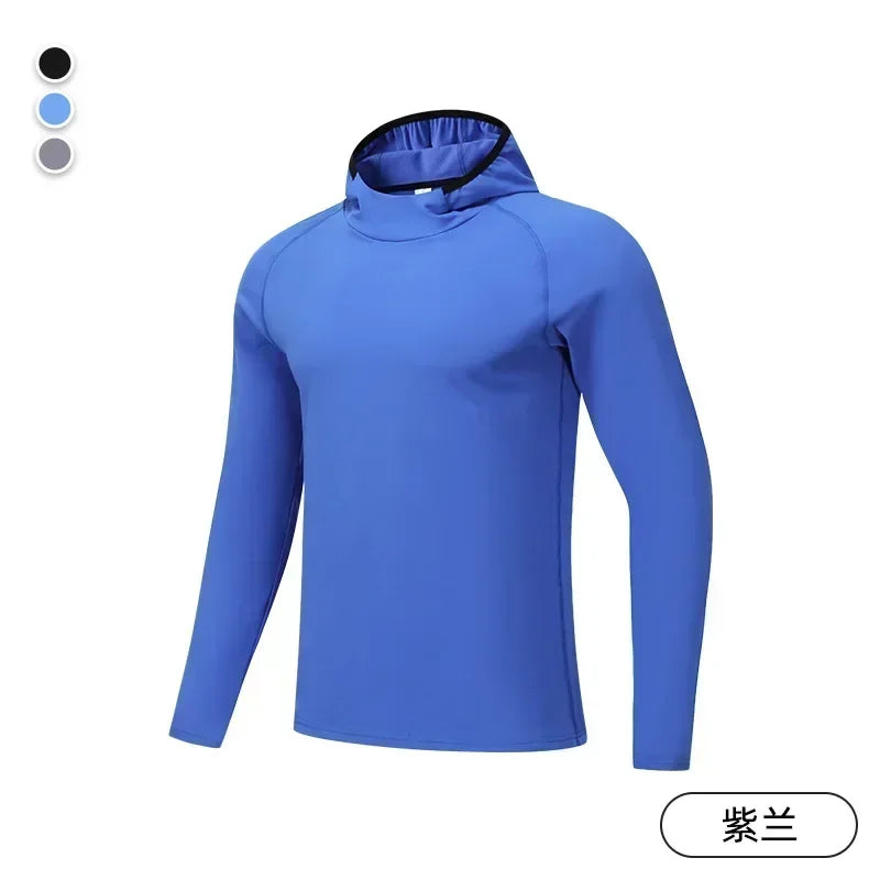Men Gym Sportswear Hoodie T Shirt Man Long Sleeve Tops Fall Winter Velvet Running Jackets Women Hooded Sports Top Fitness Wear