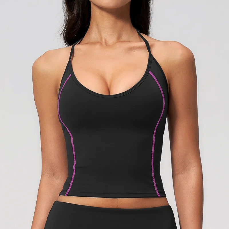 Women's Gym Outfit Women's Underwear Halter Neck Tank Top Sportswear Woman Gym Summer Women's Workout Clothes Sporty Woman Tops