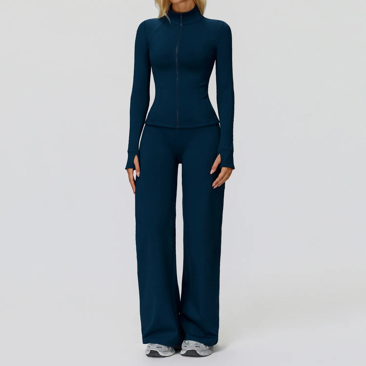Yoga Clothes Set 2PCS Sportswear Gym Outfits Women Sports Set High Waist Fitness Leggings Running Long Sleeved Workout Tracksuit