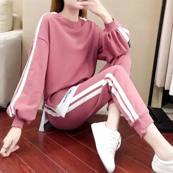 Casual Sportswear Set for Women Spring Autumn New Style Loose Fashionable Large Size Trendy Sweatshirt Best Friend Outfit