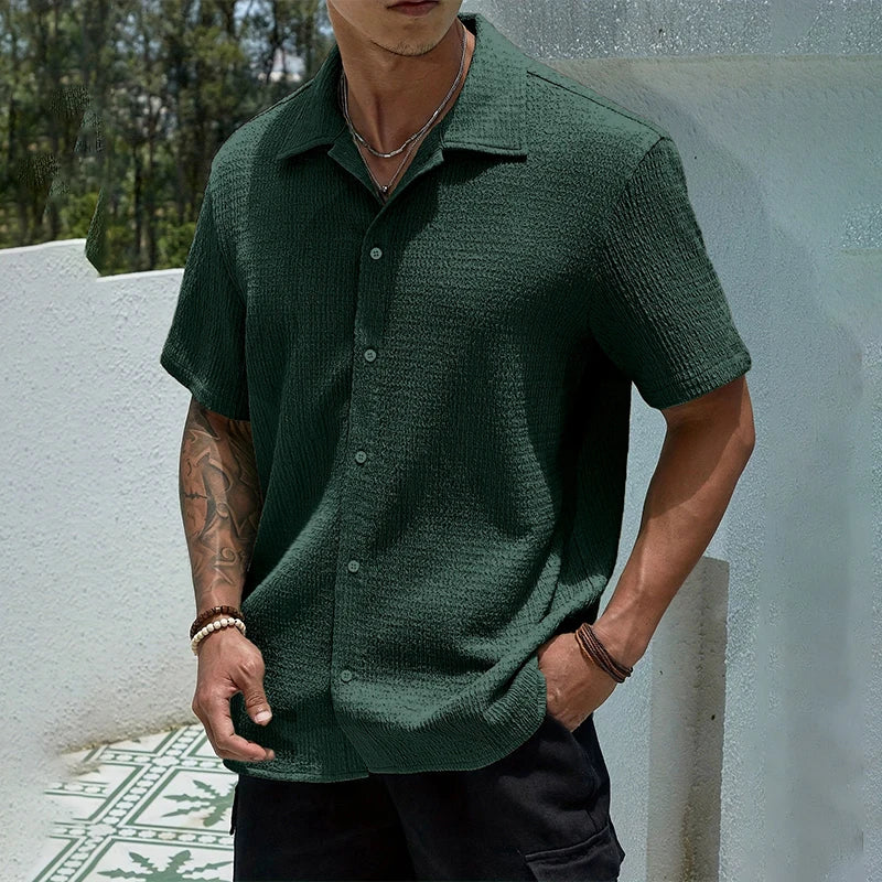 Men's Casual Shirt Summer Short Sleeve Male Clothing Hip Hop Streetwear Plus Tops Black White Tee Fashion Baggy Shirt For Men