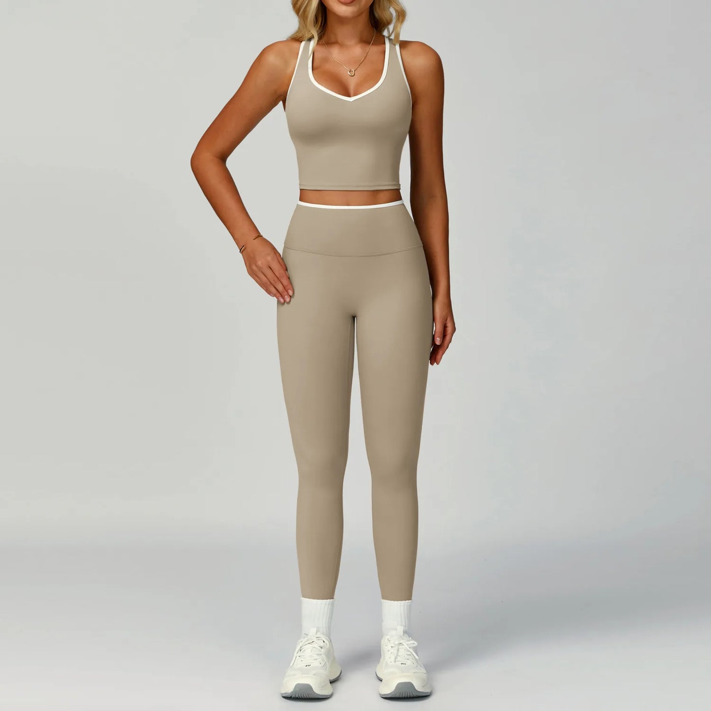 Yoga Sets 2 Pieces Workout Outfits Gym Tracksuit Fitness Sportswear High Waist Leggings Sports Bra Athletic Wear Women Clothes