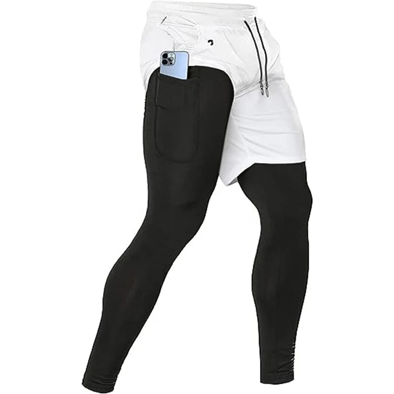 Men's Sport Pants 2 in1 Training Athletic Tracksuits Sportswear Workout Male Jogging Trousers Gym Fitness Running Pants Men