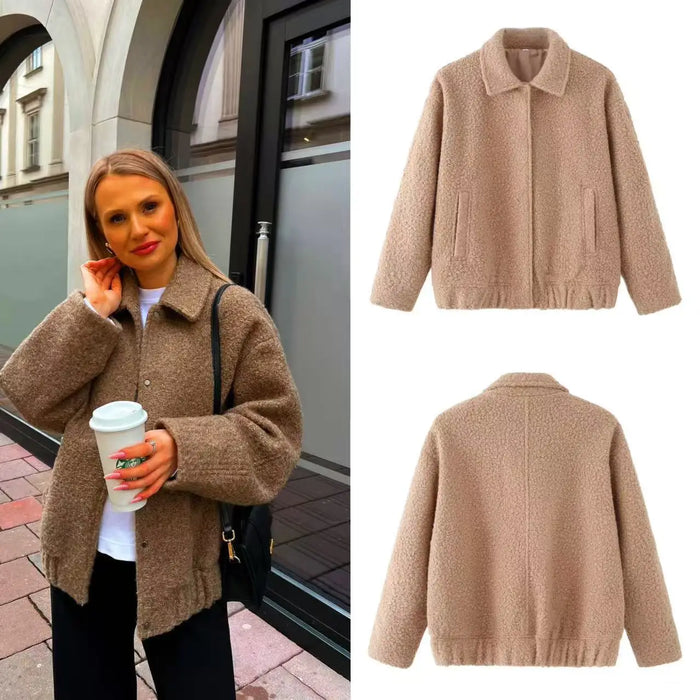 Casual Jacket, Loose Coat for Women, Fashionable Lazy Soft Jacket, Women's Retro Wool Coat, Women's Short Jacket