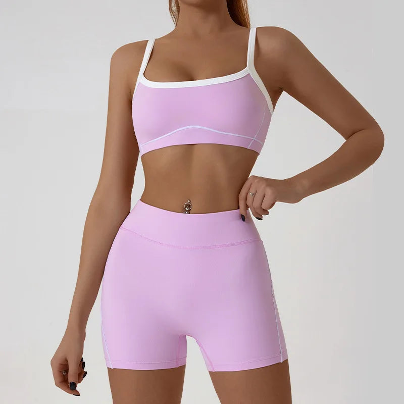 Yoga Sport Outfit For Woman Fitness Women's Two Pieces Short Pant Sets Suits Tracksuit Sportswear Woman Gym Yoga Workout Clothes