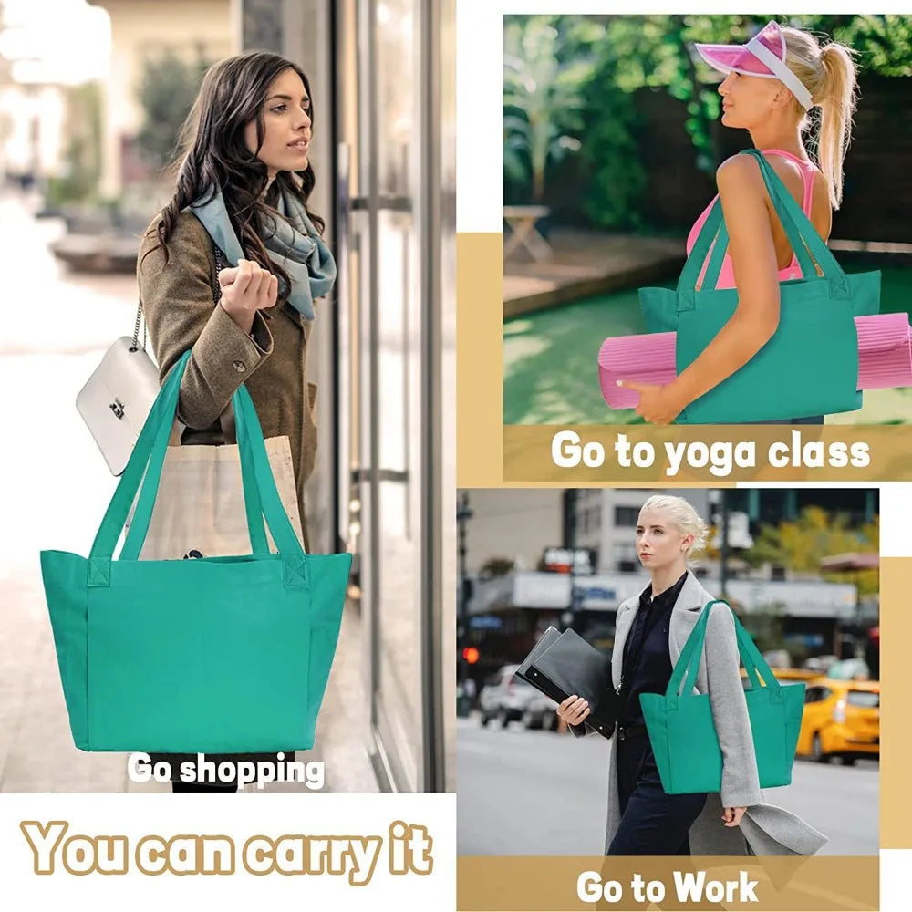 Yoga Mat Carrier,Gym Bag with Yoga Mat Holder,Canvas Tote with Shoulder Strap for Pilate,Travel,Office,Sports, Workout and Beach