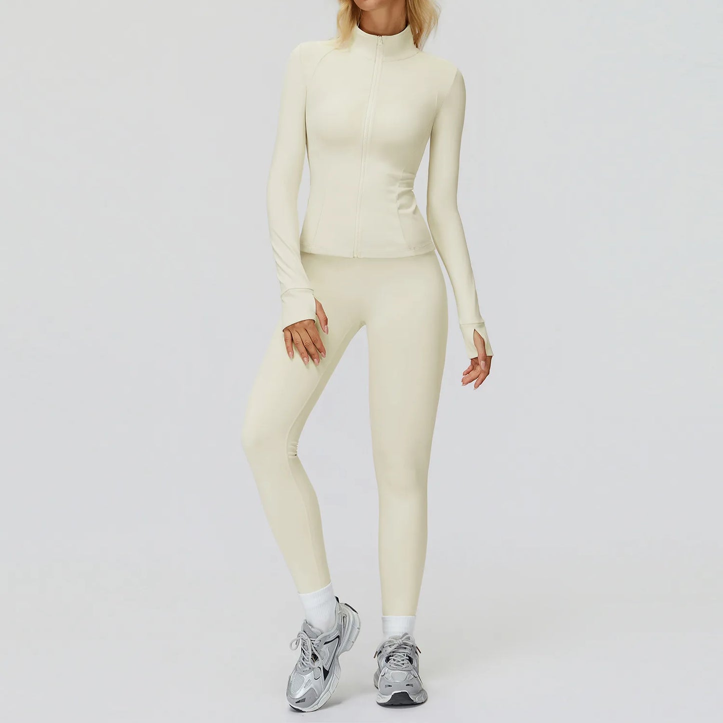 Yoga Clothes Set 2PCS Sportswear Gym Outfits Women Sports Set High Waist Fitness Leggings Running Long Sleeved Workout Tracksuit