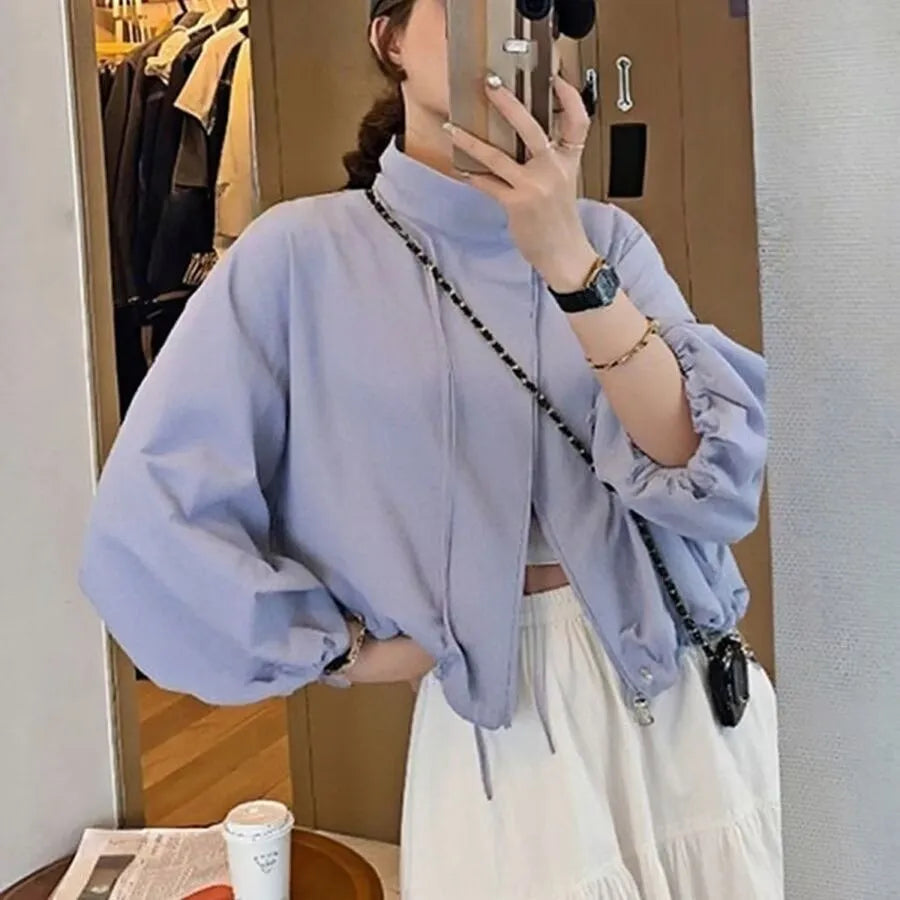 Fashion Casual Short Women's Jacket Spring Summer New Loose Windbreaker Sun Protection Zipper Commute Coat