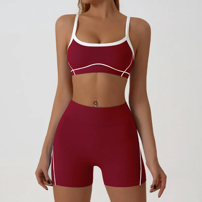 Yoga Sport Outfit For Woman Fitness Women's Two Pieces Short Pant Sets Suits Tracksuit Sportswear Woman Gym Yoga Workout Clothes