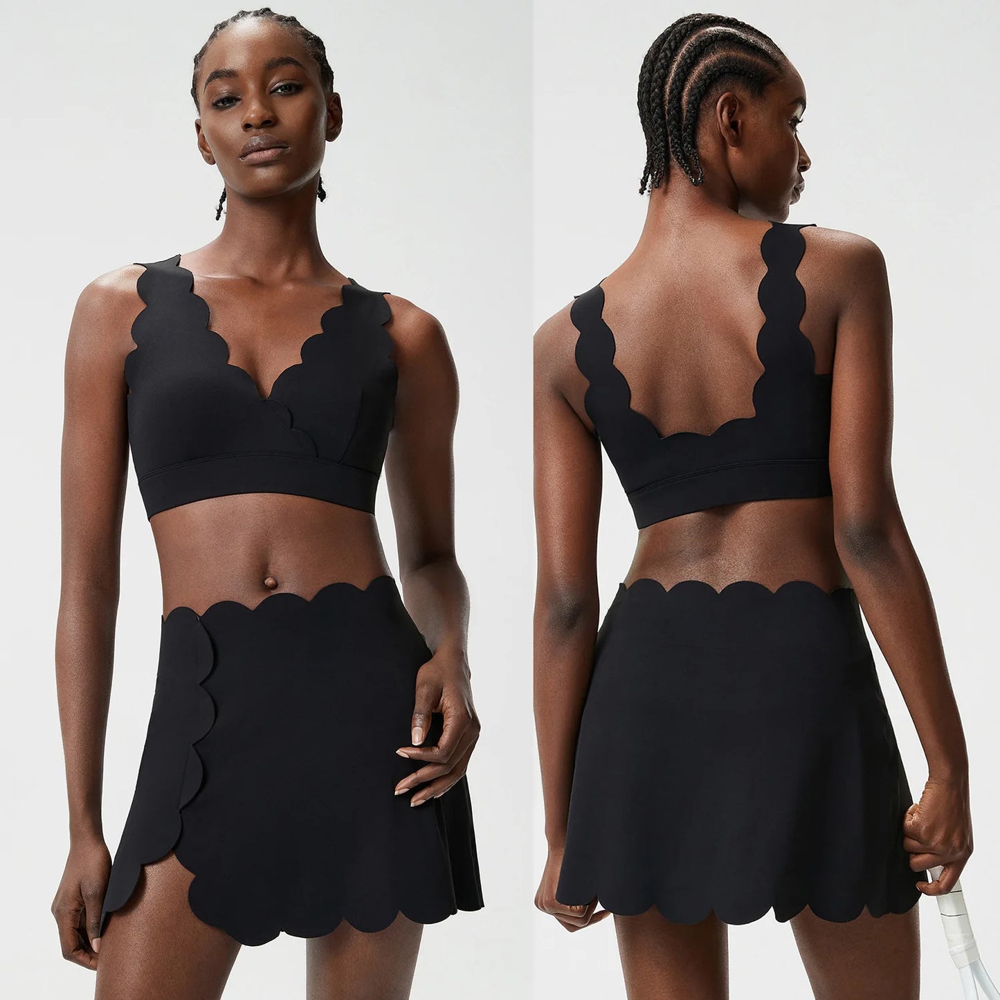 Yoga Set 2 Pieces Gym Clothes Woman Exercise Sets High Waist Hip Lifting Yoga V-neck Vest Short Skirts Gym Workout Clothing