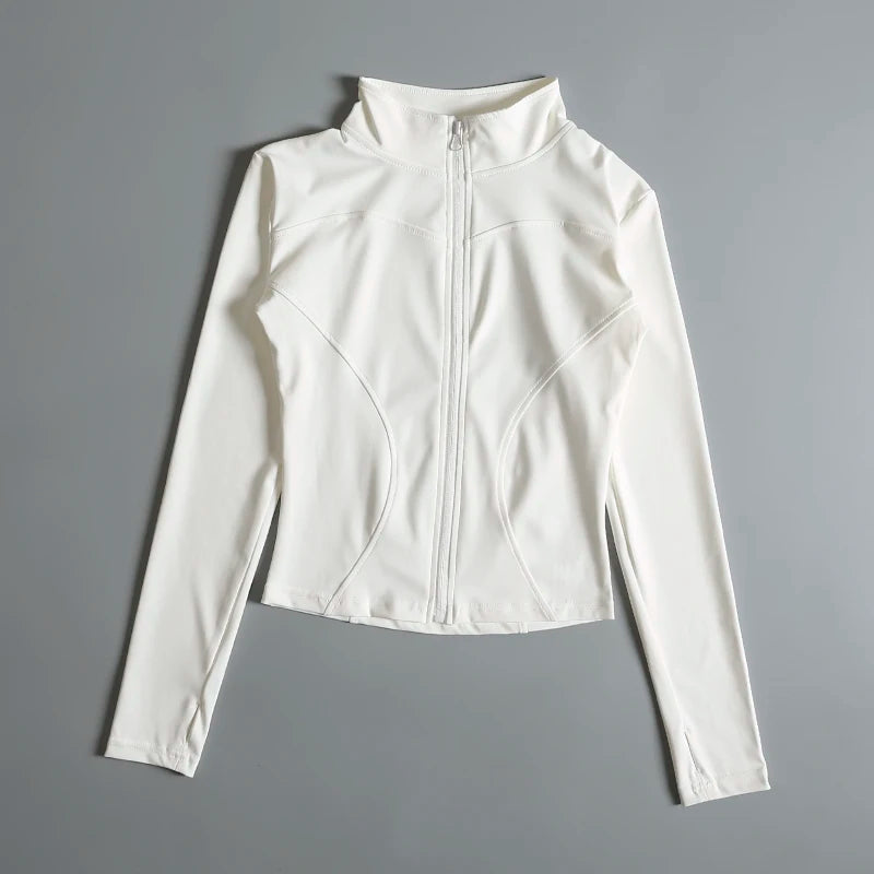 Women Zip Fitness Yoga Shirt Long Sleeve Sports Jacket Gym Top Activewear Running Coats Workout Clothes Woman