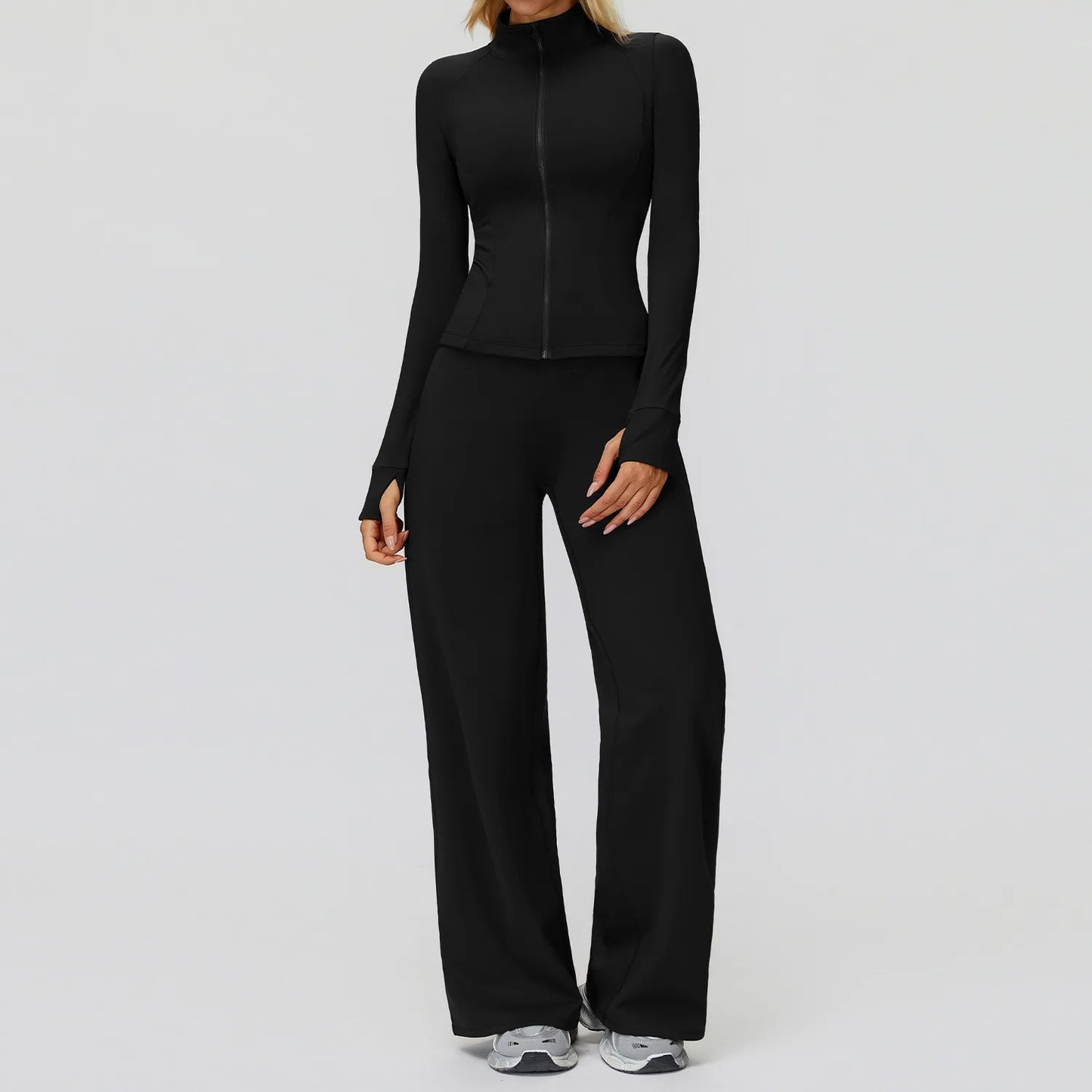 Yoga Clothes Set 2PCS Sportswear Gym Outfits Women Sports Set High Waist Fitness Leggings Running Long Sleeved Workout Tracksuit