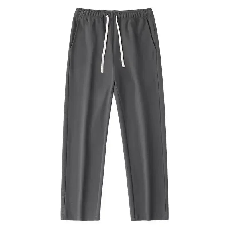 Casual Men Sweatpants Breathable Fashion Sportswear Drawstring Wide Leg Straight Track Pants Cotton Casual Loose Trousers Male