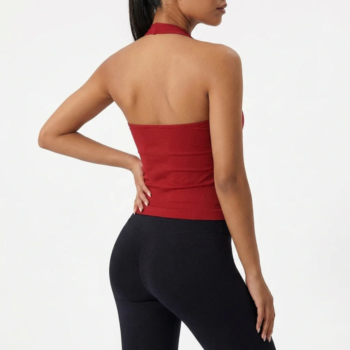 Women's Sexy Seamless Yoga Vest Fitness Bra Sports Bra Hanging Neck Yoga Vest Breathable Pilates Top Gym Top for Active Wear