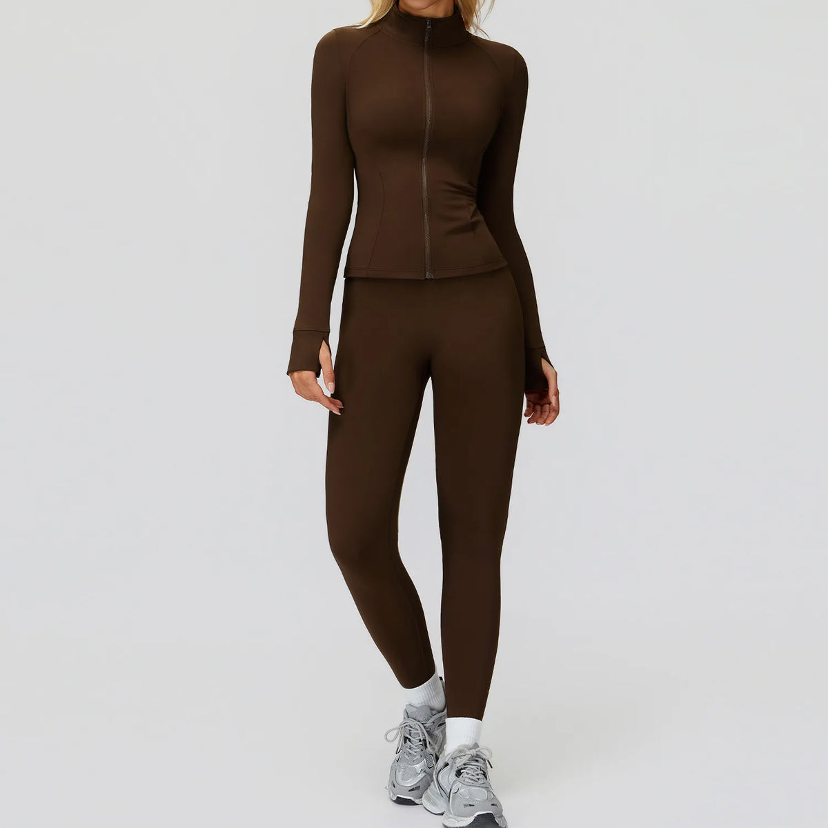 Yoga Clothes Set 2PCS Sportswear Gym Outfits Women Sports Set High Waist Fitness Leggings Running Long Sleeved Workout Tracksuit
