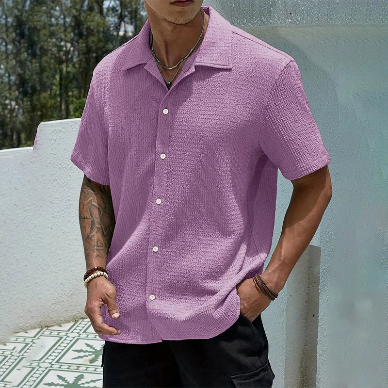 Men's Casual Shirt Summer Short Sleeve Male Clothing Hip Hop Streetwear Plus Tops Black White Tee Fashion Baggy Shirt For Men