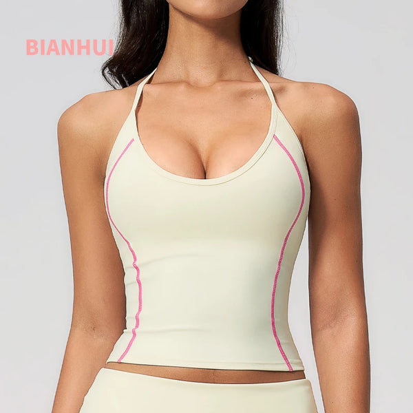 Women's Gym Outfit Women's Underwear Halter Neck Tank Top Sportswear Woman Gym Summer Women's Workout Clothes Sporty Woman Tops